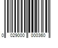 Barcode Image for UPC code 0029000000360. Product Name: PERFORMANCE FOOD GRP Planters Salted Peanuts  2 oz Bag