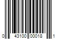 Barcode Image for UPC code 043100000181